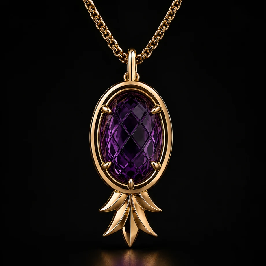 Icon Pendant Spicy Signature — dije en oro amarillo 18K con amatista oval Imperial Purple